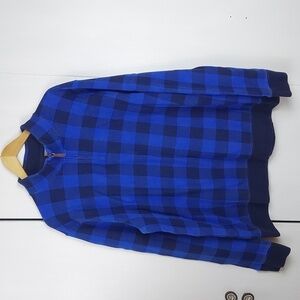 Lands' End Cobalt Blue Checker Sweater 1/4 Zip Heavyweight Warm Sz.XL